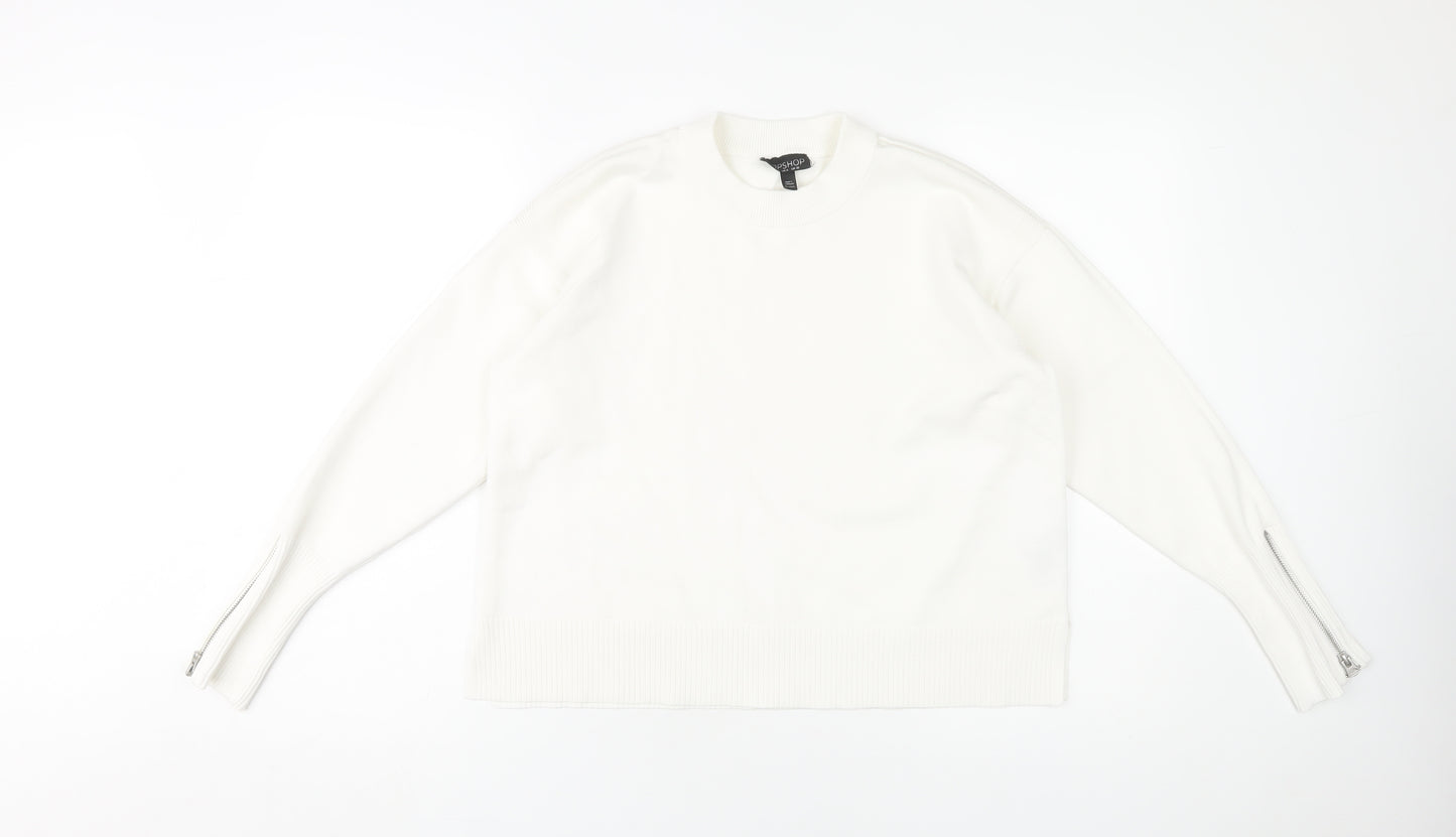 Topshop Women's White Crew Neck Jumper - Size 10
