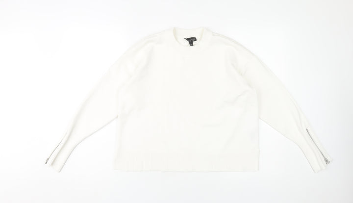 Topshop Women's White Crew Neck Jumper - Size 10