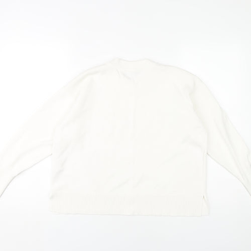 Topshop Women's White Crew Neck Jumper - Size 10