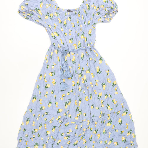 Marks and Spencer Women's Blue A-Line Floral Midi Dress