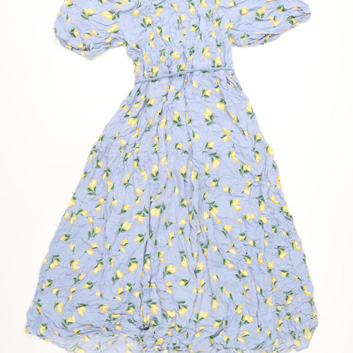 Marks and Spencer Women's Blue A-Line Floral Midi Dress