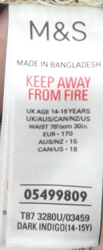 Marks and Spencer Boys Blue Straight Jeans, 14-15 Years