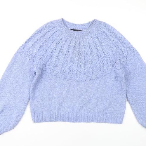 Vero Moda Women's Blue Pullover L Cable-Knit Jumper