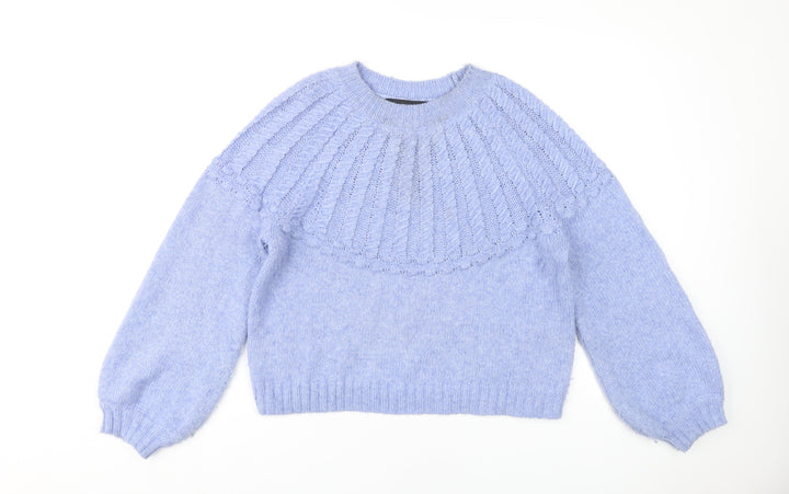 Vero Moda Women's Blue Pullover L Cable-Knit Jumper