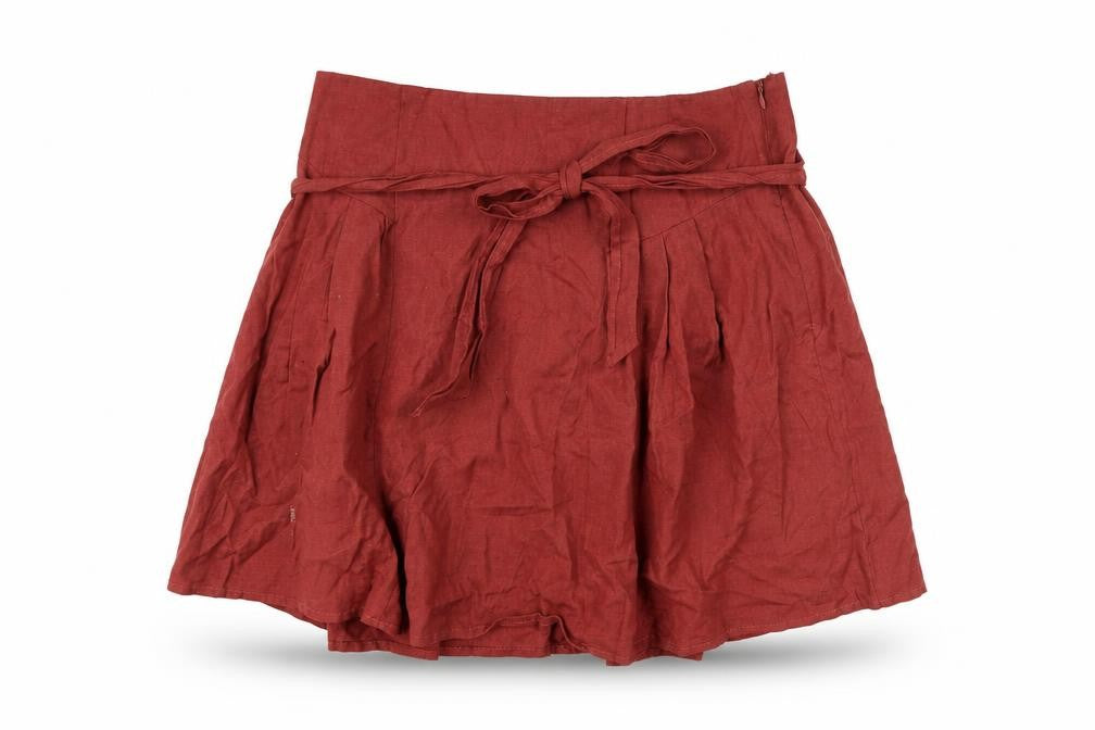 Front view of ASOS Women's Red Pleated Short Skirt, size 14