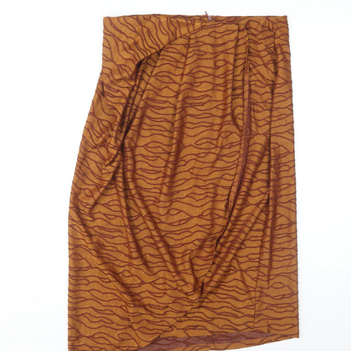 Zara Women's Brown Geometric Midi Skirt Size L
