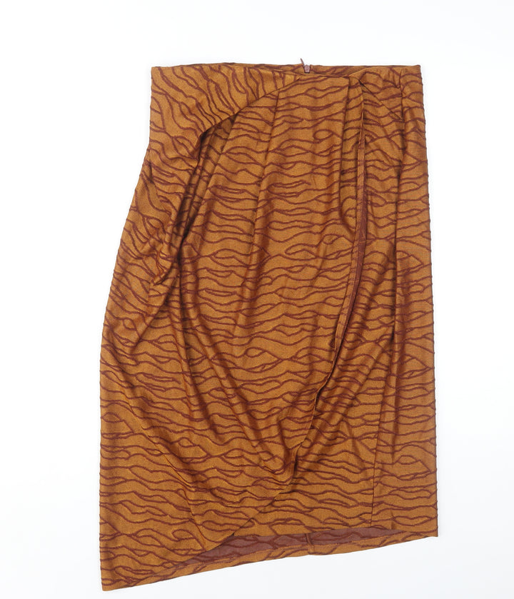 Zara Women's Brown Geometric Midi Skirt Size L