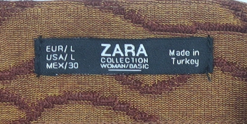 Zara Women's Brown Geometric Midi Skirt Size L
