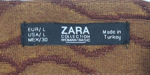 Zara Women's Brown Geometric Midi Skirt Size L