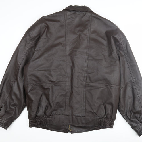 Canda Men's Brown Leather Bomber Jacket Size 42