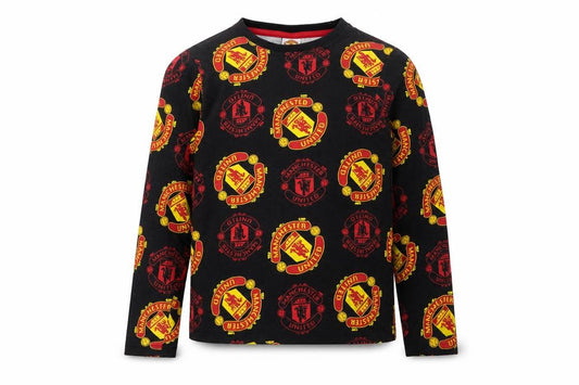 Manchester United Boys' Black Pyjama Top 9-10Yrs Sporty