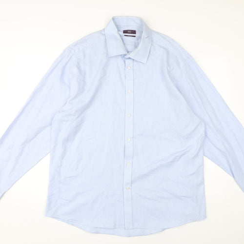 Moss Esq. Men's Blue Herringbone Shirt 17.5