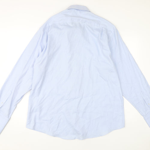 Moss Esq. Men's Blue Herringbone Shirt 17.5