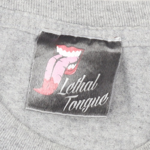Lethal Tongue Men's Grey Graphic Print T-Shirt L