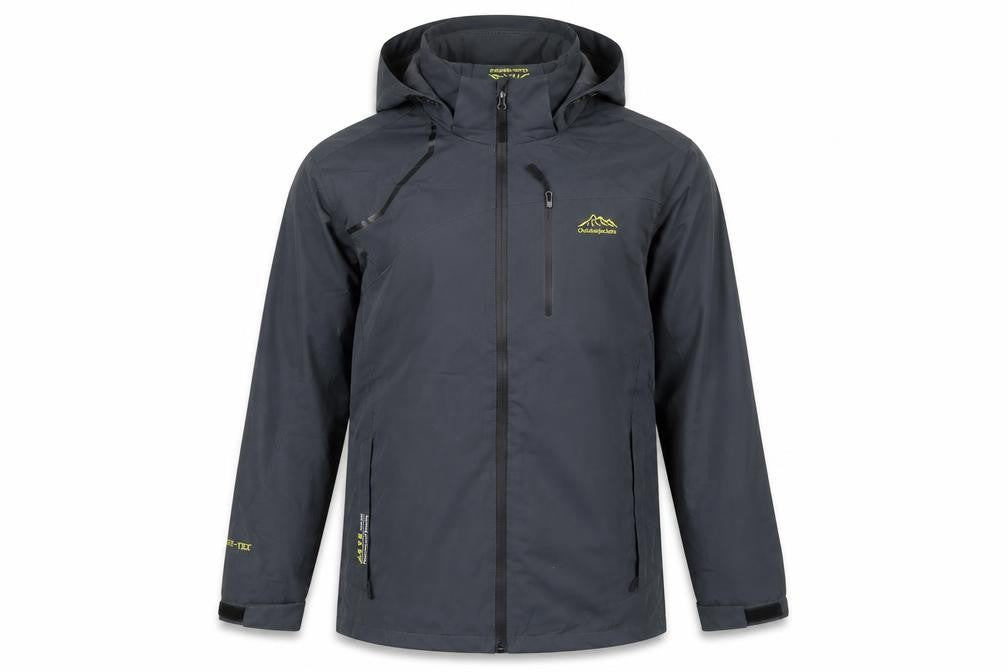 Front view of Outdoor Jackets Men's Black Hooded Waterproof Jacket S