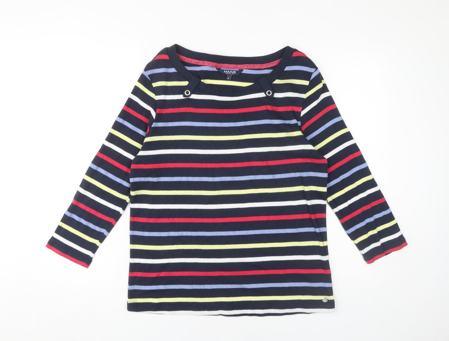 Maine Women's Multicoloured Striped Jersey Top, Size 18