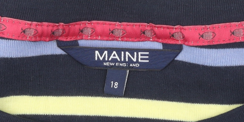 Maine Women's Multicoloured Striped Jersey Top, Size 18