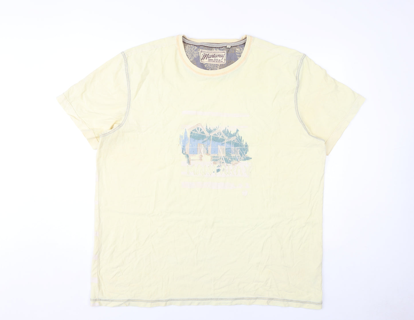 Mantaray Mens 2XL Yellow Striped T-Shirt