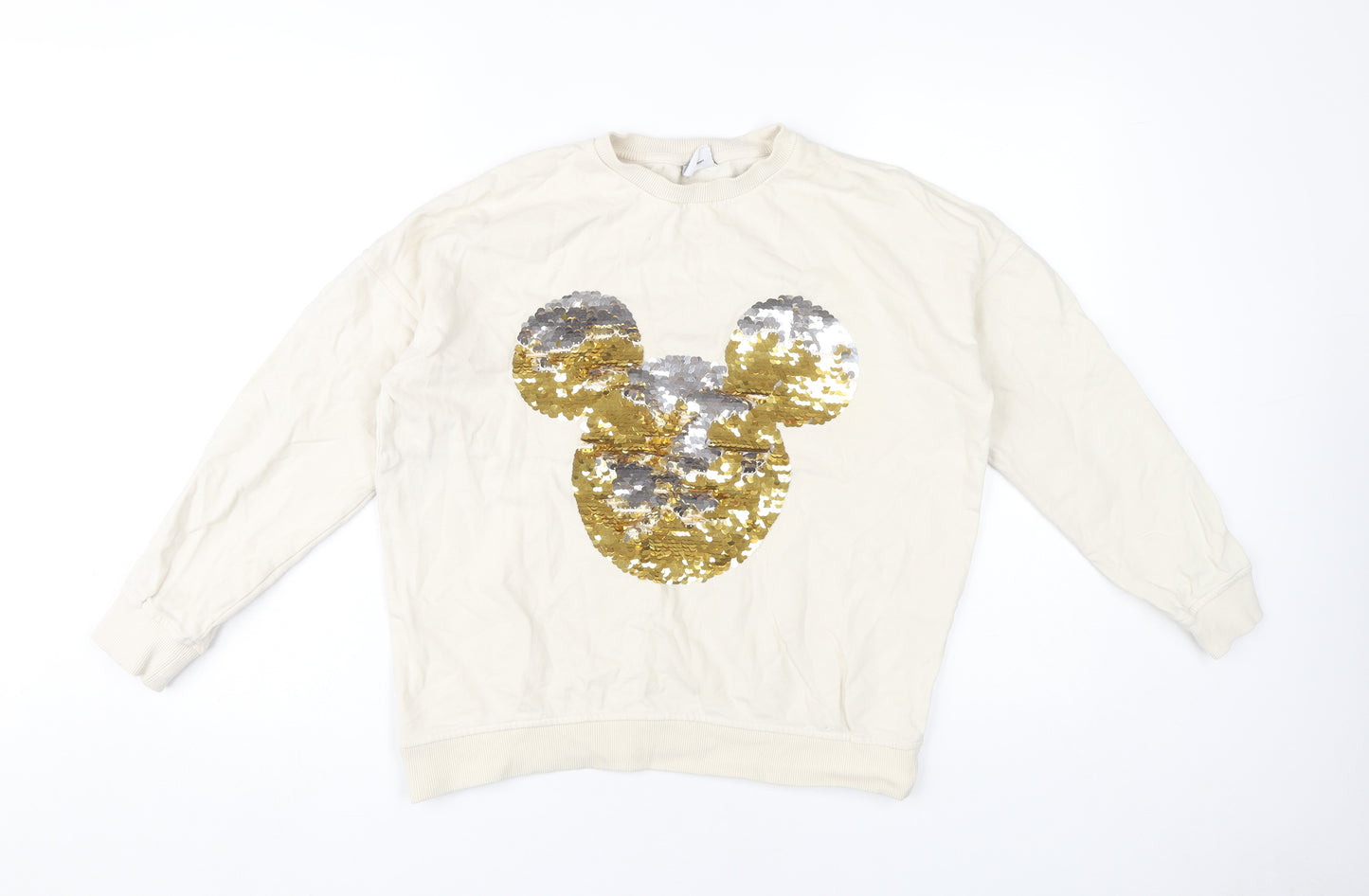 Disney Women's Ivory Sequin Sweatshirt Size 10