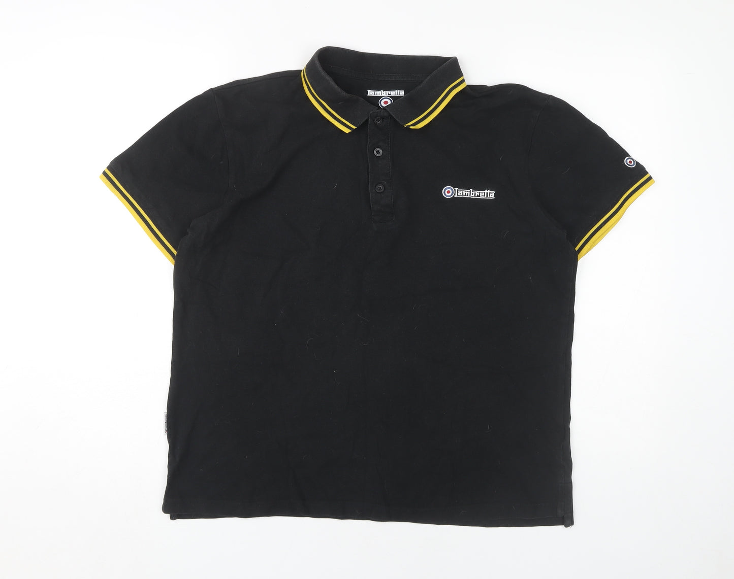 Lambretta Men's Black Polo Shirt, Size L