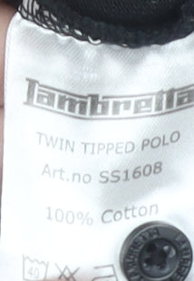 Lambretta Men's Black Polo Shirt, Size L