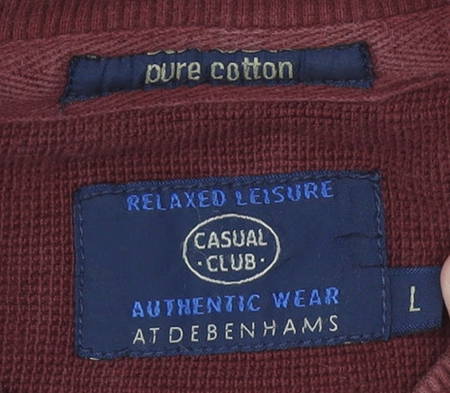 Debenhams Men's Red Knit Sweatshirt L Relaxed Fit