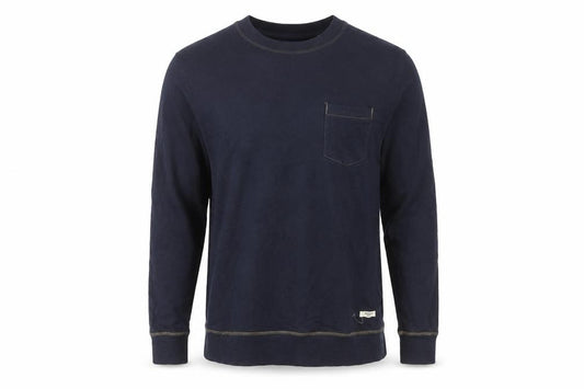 Front view of Jack & Jones Men's Blue Long Sleeve Crew Neck T-Shirt