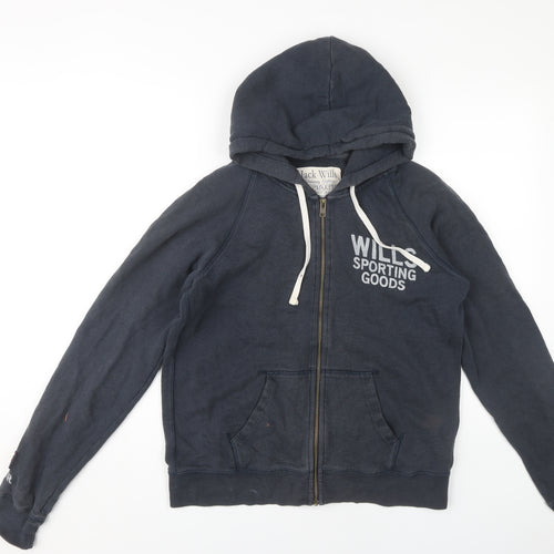 Jack Wills Women's Blue Full Zip Hoodie, Size 14