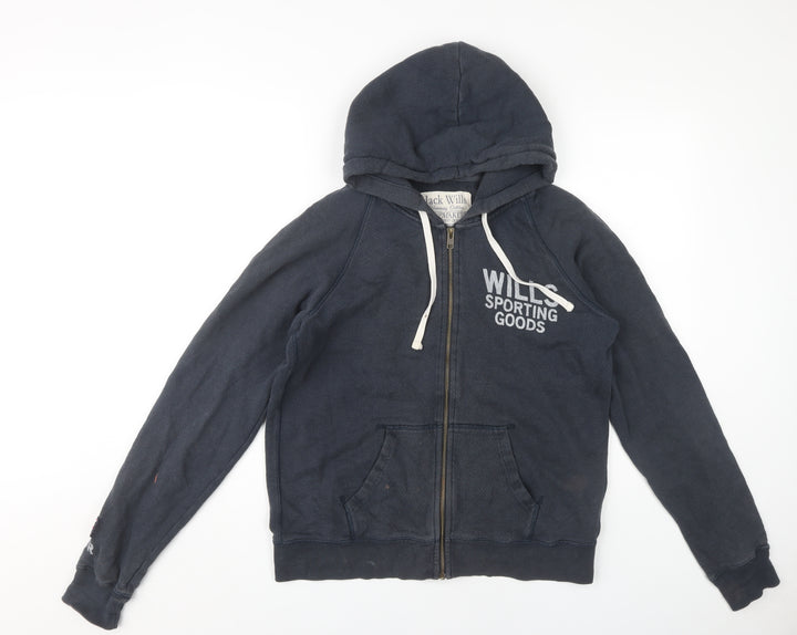 Jack Wills Women's Blue Full Zip Hoodie, Size 14
