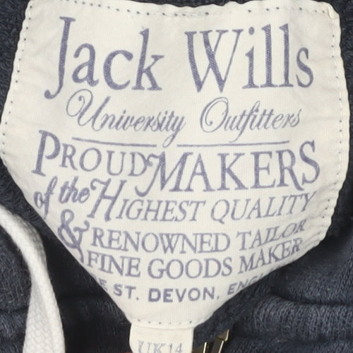 Jack Wills Women's Blue Full Zip Hoodie, Size 14