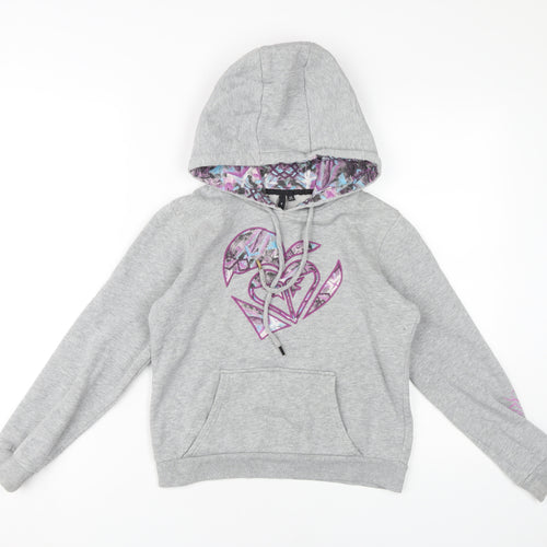 Roxy Girls Grey Hoodie - Pullover, Size 10, Logo Accent
