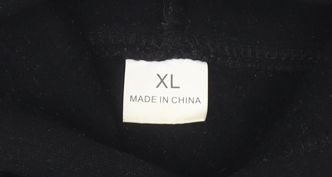 Rick & Morty XL Black Hoodie Men Pullover with Cartoon Graphic