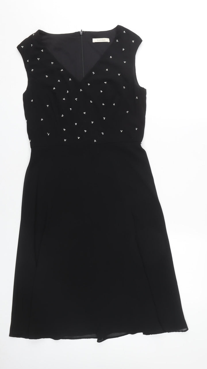 Kaliko Black Women's Sleeveless Beaded Dress, Size 8