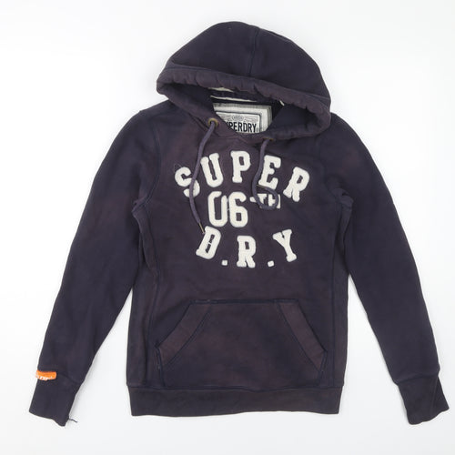 Superdry Women's Purple Hoodie, Size S, Cotton Blend, Logo