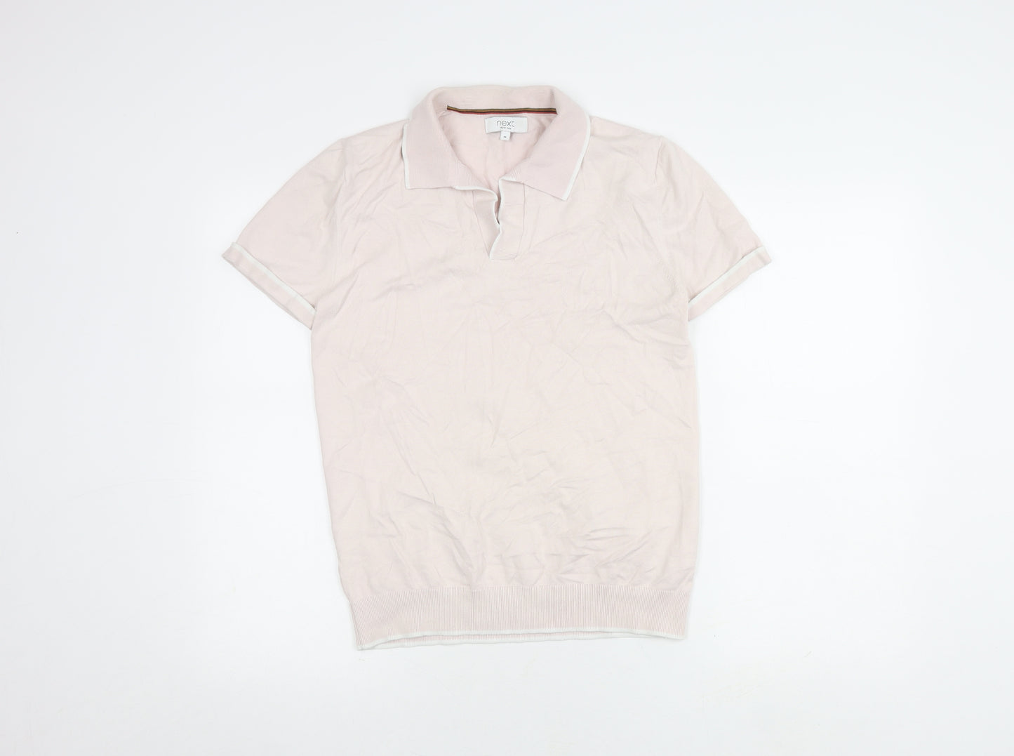 Next Men's Pink Medium Polo Shirt, Cotton Blend