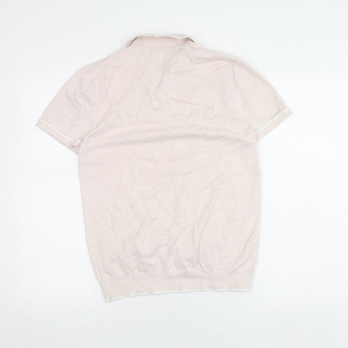 Next Men's Pink Medium Polo Shirt, Cotton Blend