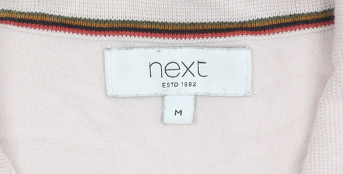 Next Men's Pink Medium Polo Shirt, Cotton Blend