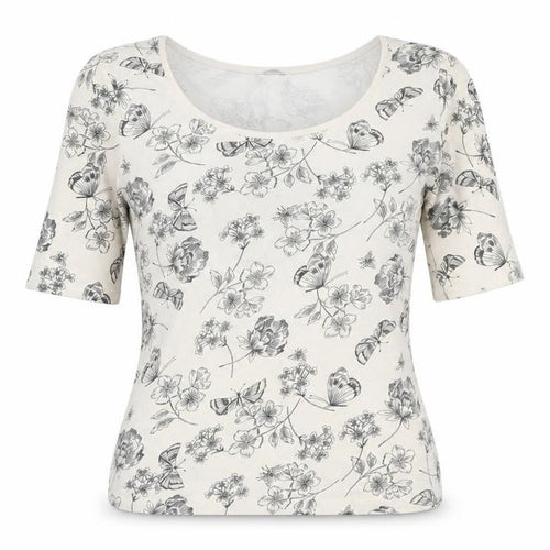 Marks and Spencer Women's Ivory Floral T-Shirt, Size 10