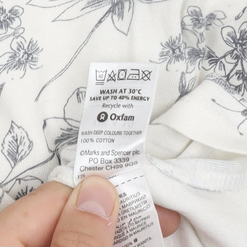 Marks and Spencer Women's Ivory Floral T-Shirt, Size 10