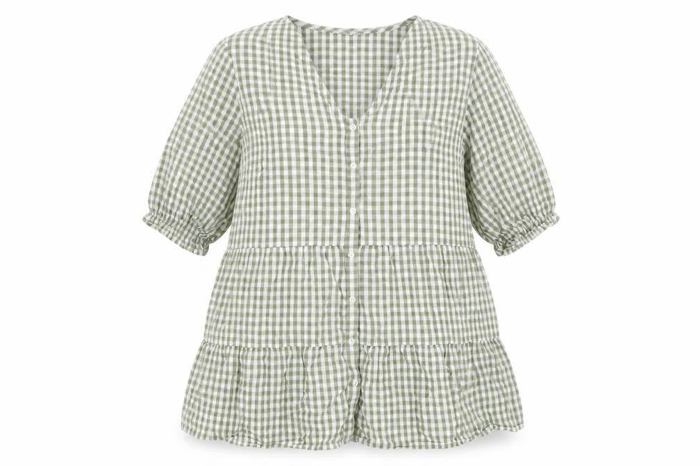 Front view of Simply Be. Women's Green Check Tunic, size 18