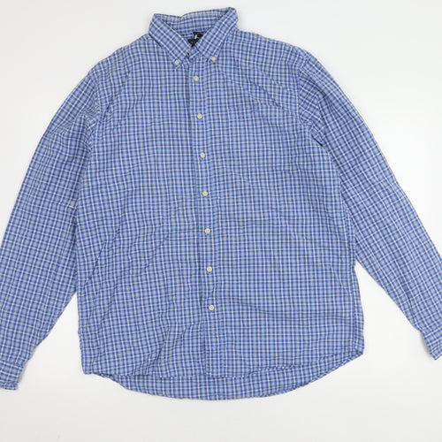 Lands' End Men's Blue Check XL Shirt