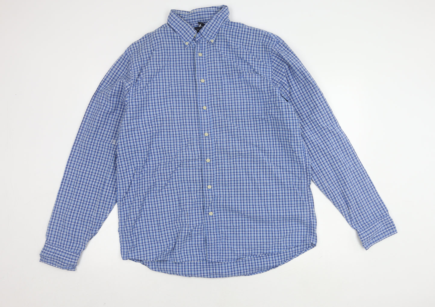 Lands' End Men's Blue Check XL Shirt