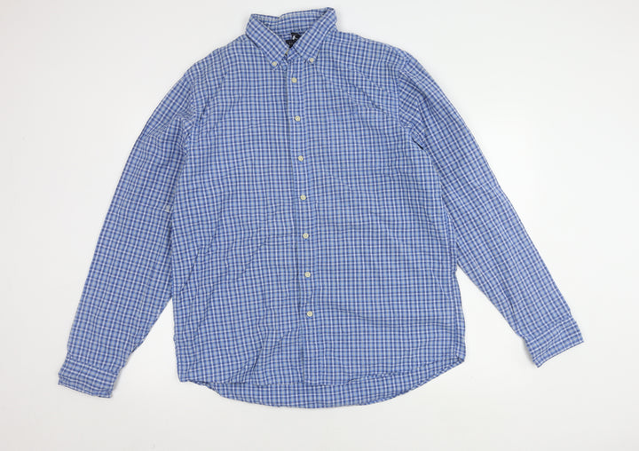 Lands' End Men's Blue Check XL Shirt