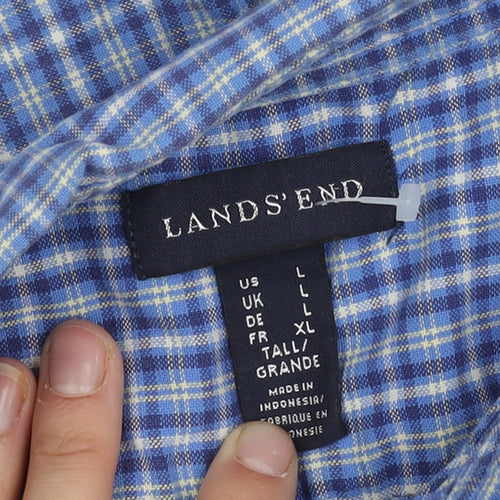 Lands' End Men's Blue Check XL Shirt