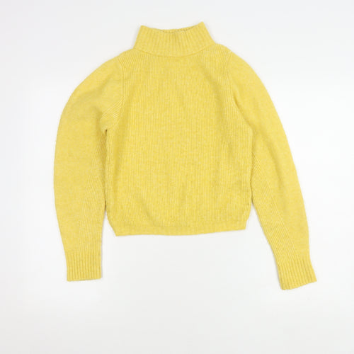 Topshop Women's Yellow Roll Neck Pullover Jumper, M