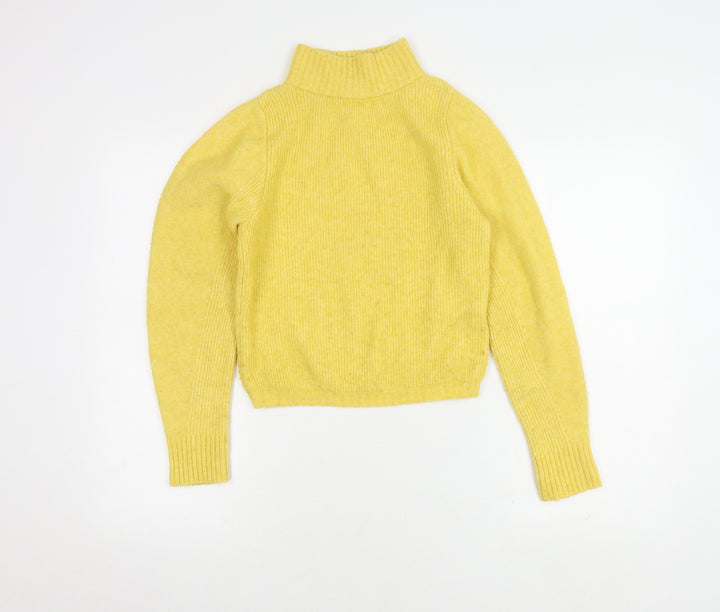 Topshop Women's Yellow Roll Neck Pullover Jumper, M