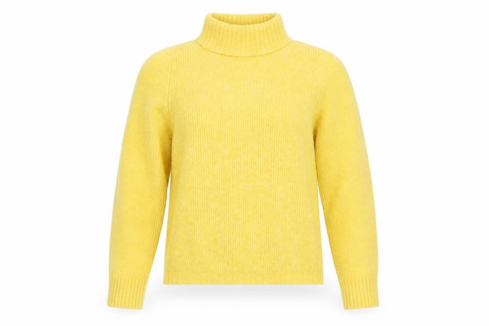 Front view of Topshop Women's Yellow Roll Neck jumper, M