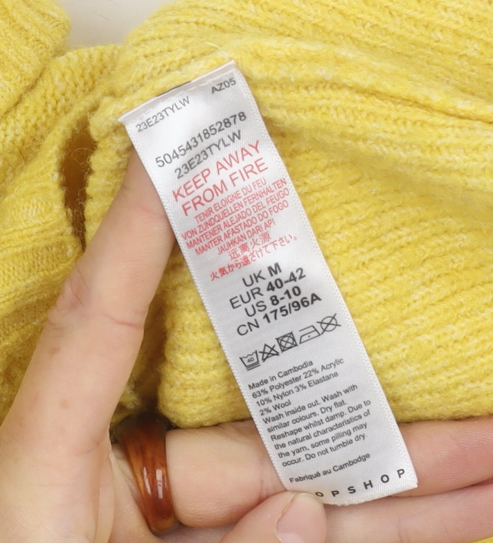 Topshop Women's Yellow Roll Neck Pullover Jumper, M