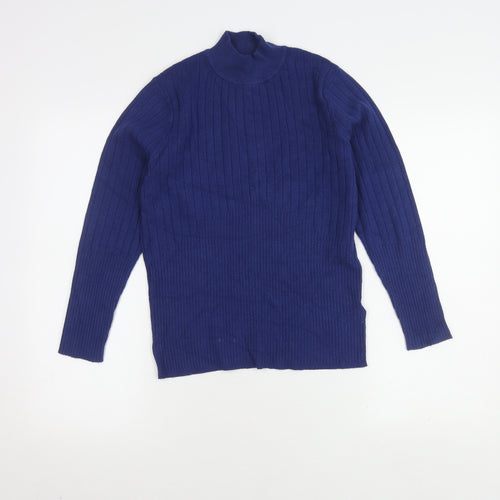Marks and Spencer Women's Blue High Neck Jumper Size 12