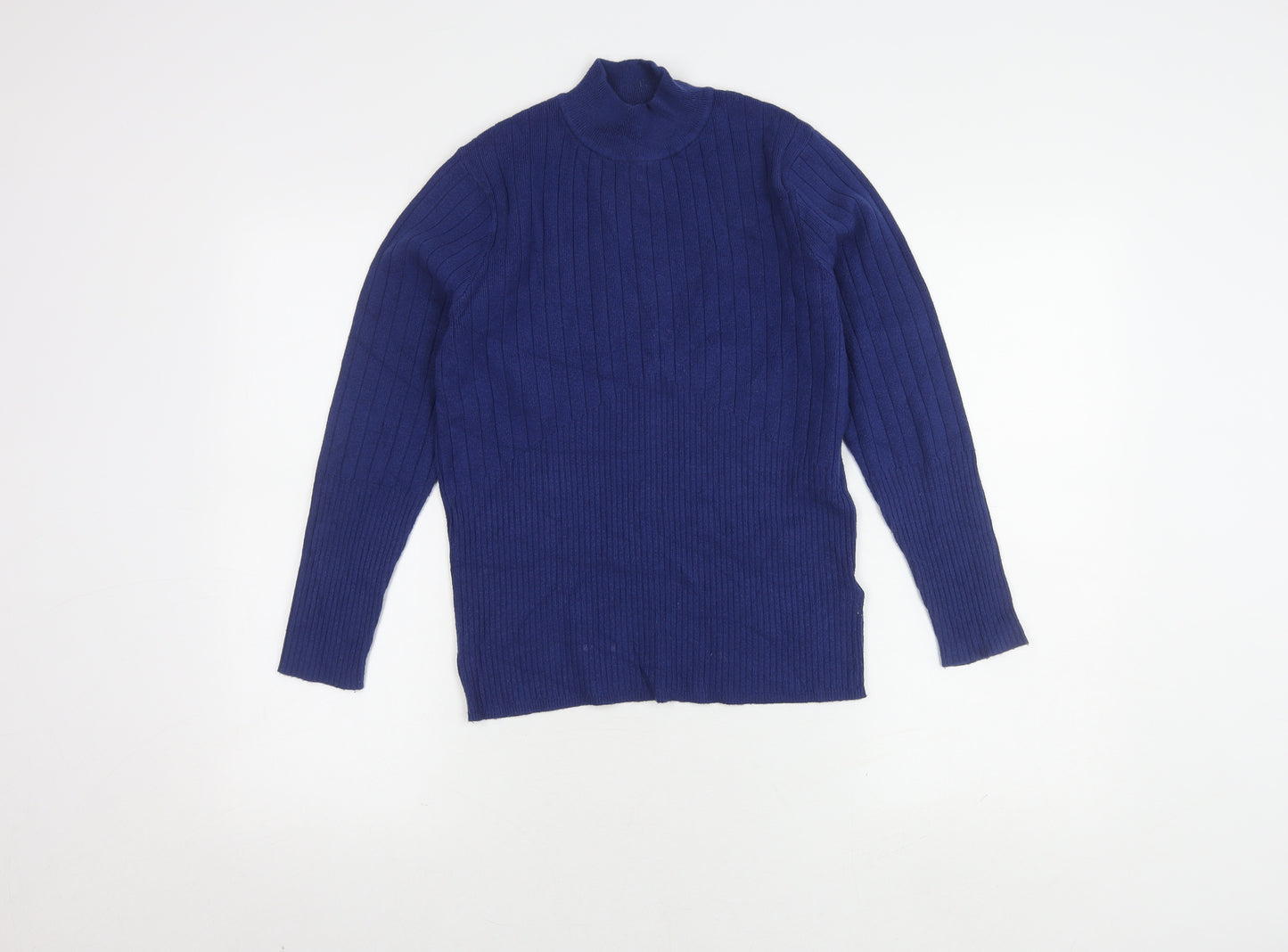 Marks and Spencer Women's Blue High Neck Jumper Size 12